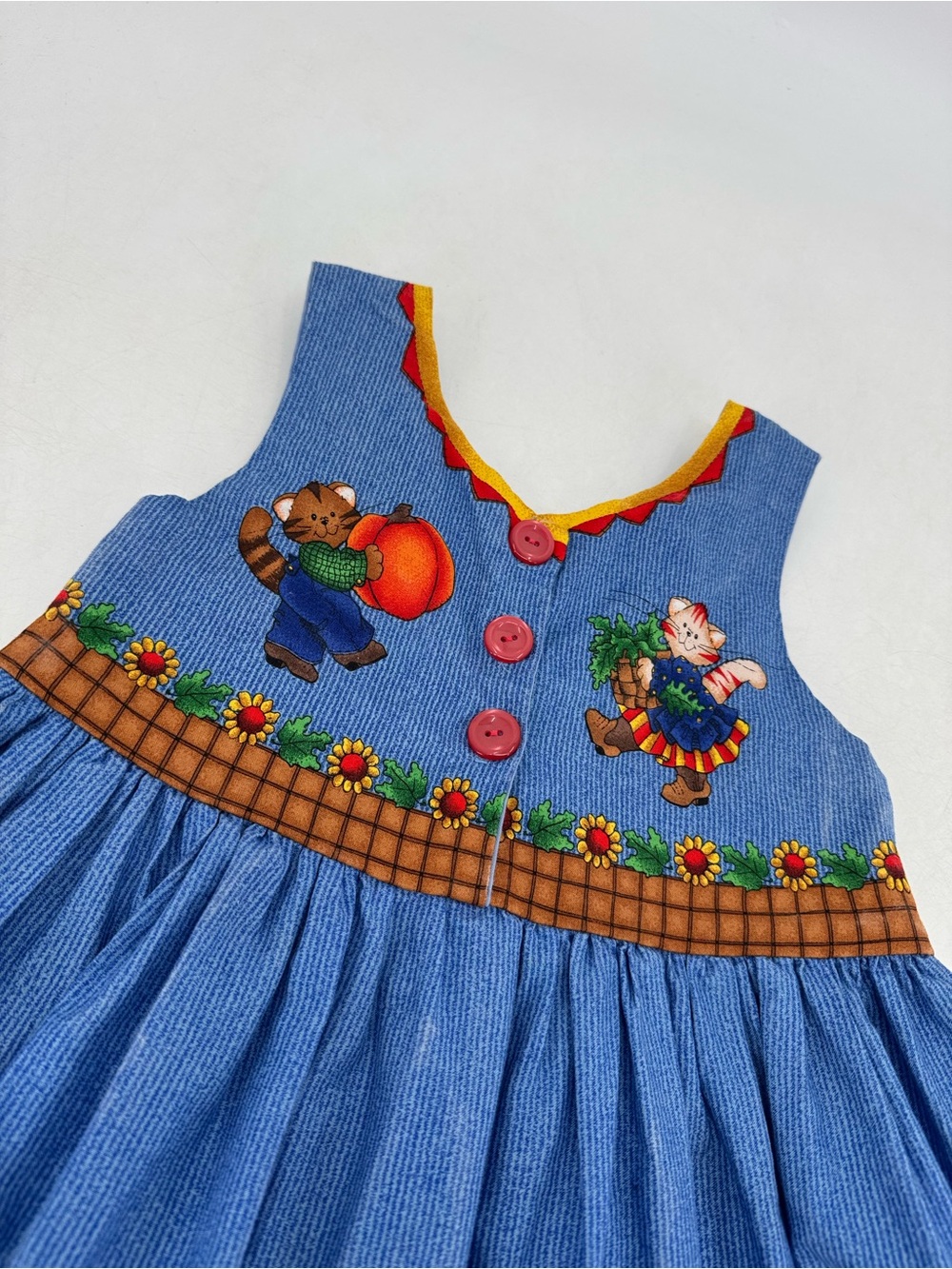Vintage 70s Cottagecore Farmhouse Americana Thanksgiving Western Girls Dress 3T - Picture 5 of 11